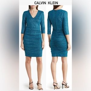 Calvin Klein Women's Ruched Knee Length Cocktail and Party Dress Size 12